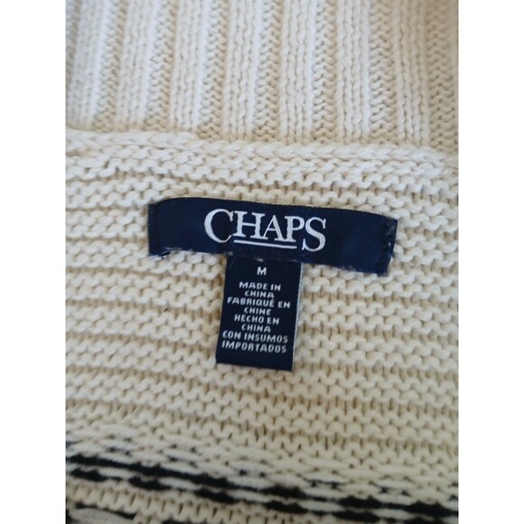 Ralph Lauren Chaps Womens Medium Black Ivory Nordic Stripe Pullover Knit Sweater - Picture 13 of 14